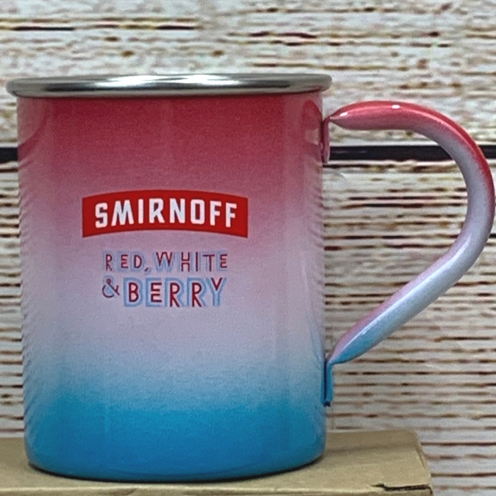 Smirnoff Red White Berry 16-oz Enamel Mug Cup Drinkware Collectible New with Box
